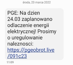 Uwaga na SMS-y od „PGE” - to może być oszustwo!