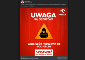 Kolejne oszustwo „na akcje Orlenu”. 74-latek stracił prawie 15 tysięcy złotych.