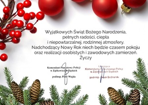 Życzenia świąteczne Komendanta Powiatowego Policji w Ząbkowicach Śląskich