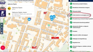 Krajowa mapa zagrożeń bezpieczeństwa z zaznaczoną kategorią osób bezdomnych