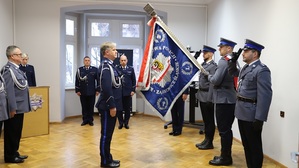uroczysta zbiórka z okazji powierzenia obowiązków Komendanta Powiatowego Policji w Ząbkowicach Śląskich w KPP w dniu 01.02.2024