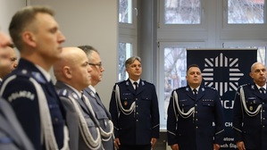 uroczysta zbiórka z okazji powierzenia obowiązków Komendanta Powiatowego Policji w Ząbkowicach Śląskich w KPP w dniu 01.02.2024