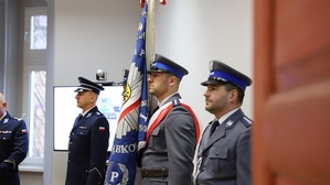 uroczysta zbiórka z okazji powierzenia obowiązków Komendanta Powiatowego Policji w Ząbkowicach Śląskich w KPP w dniu 01.02.2024