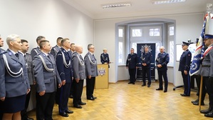 uroczysta zbiórka z okazji powierzenia obowiązków Komendanta Powiatowego Policji w Ząbkowicach Śląskich w KPP w dniu 01.02.2024