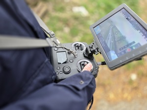 działania z policyjnym dronem, znaki STOP Ząbkowice Śląskie