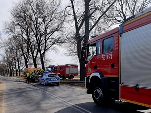 zabezpieczenie miejsca zdarzenia drogowego przez policję, straż pożarną