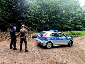 wspólny patrol funkcjonariuszy straży leśnej i policjantów