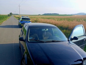 samochód i radiowóz stojące na drodze